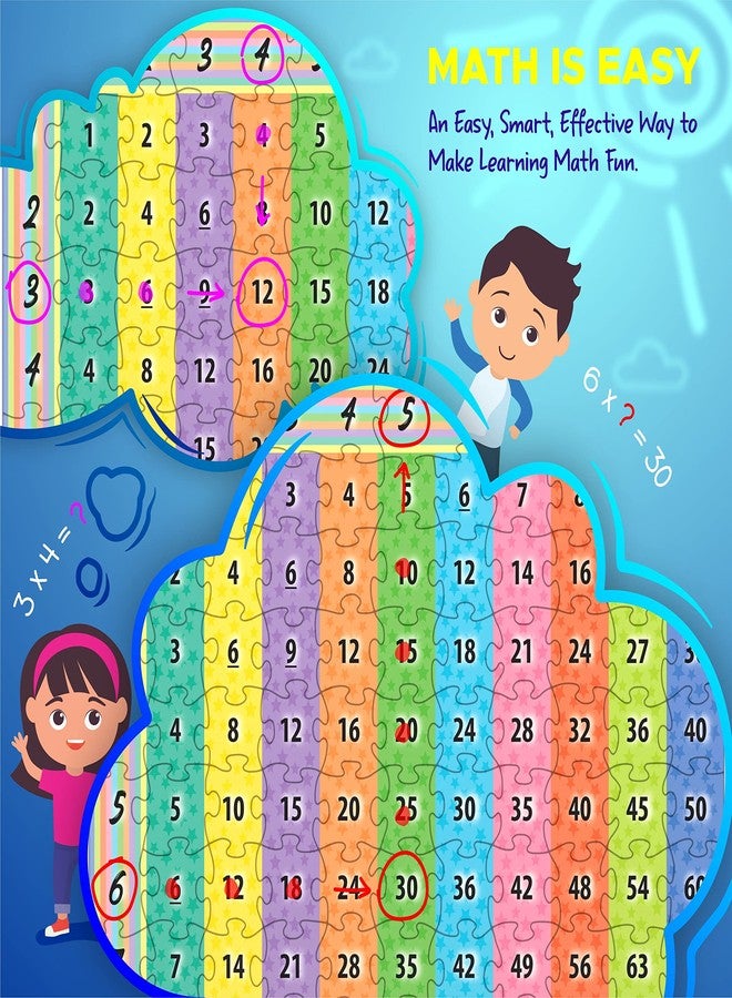 Kiggos لوحة ألغاز الضرب من كيغوس، مقاس 22 بوصة × 22 بوصة، ألعاب رياضيات للأطفال، أحجية مناسبة للمدرسة المنزلية والفصول الدراسية للأطفال والطلاب - 111 قطعة من أرقام الضرب تجعل التعلم ممتعًا وسهلاً - Image 5
